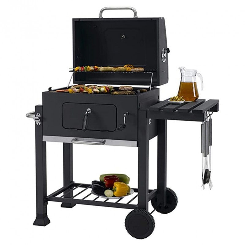 Барбекю Ziel Grill CG017, Черен мат с чугунена плоча