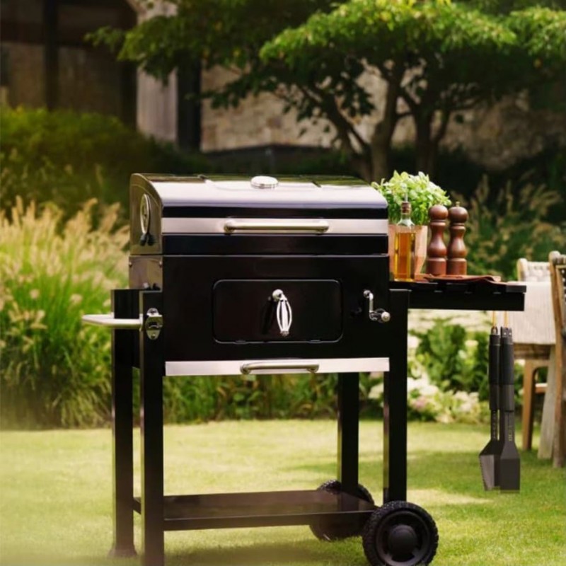 Барбекю Ziel Grill CG017, Черен мат с чугунена плоча
